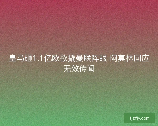 皇马砸1.1亿欧欲撬曼联阵眼 阿莫林回应无效传闻