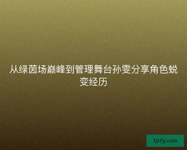 从绿茵场巅峰到管理舞台孙雯分享角色蜕变经历