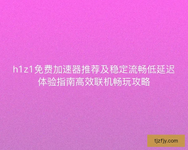 h1z1免费加速器推荐及稳定流畅低延迟体验指南高效联机畅玩攻略